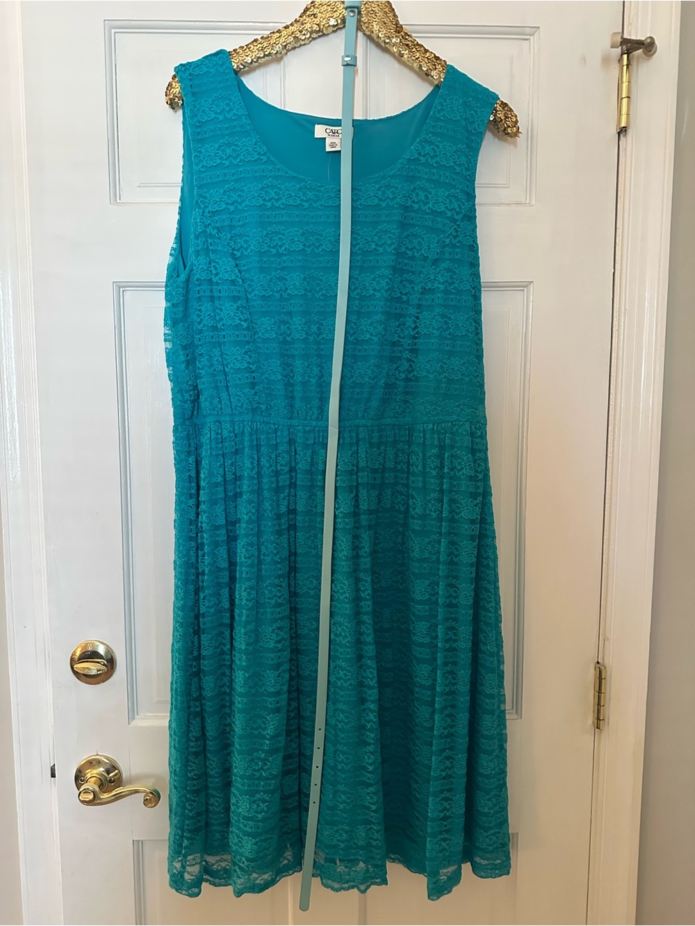 Cato Fashions Teal Lace Sleeveless A-Line Dress Size 20 New!